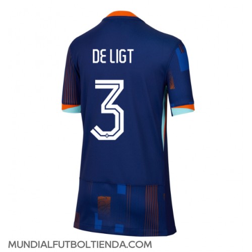 Camiseta Países Bajos Matthijs de Ligt #3 Segunda Equipación Replica Eurocopa 2024 para mujer mangas cortas